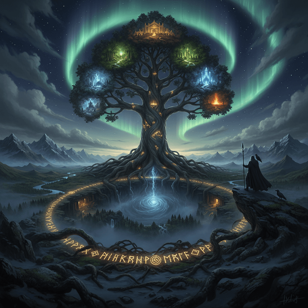 Odin, self-hung on Yggdrasil, the World Tree (Norse)